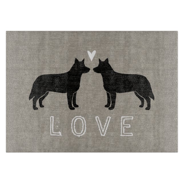 Australische Rinder-Hunde-Silhouetten Liebe Schneidebrett (Vorderseite)