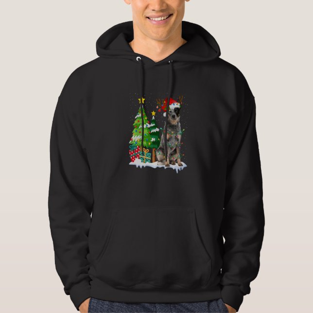 Australische Rinder Hunde Weihnachtsmannmütze Rent Hoodie (Vorderseite)