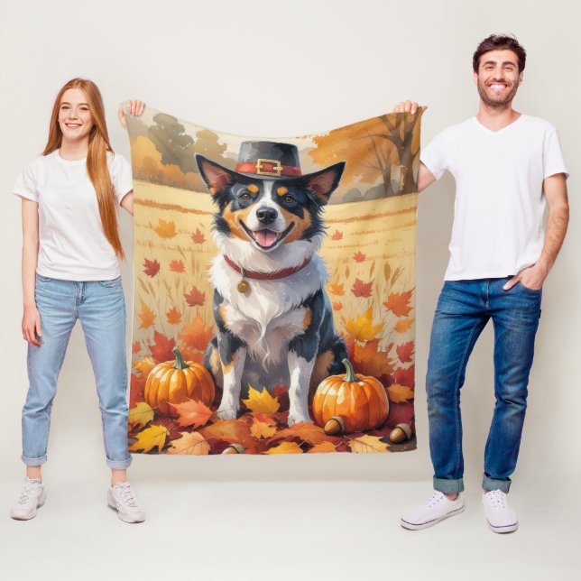 Australische Rinder im Herbst Leaves Erntedank Fleecedecke (Beispiel)