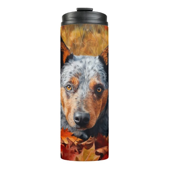 Australische Rinder im Herbst Leaves Fall Inspirie Thermosbecher (Vorderseite)