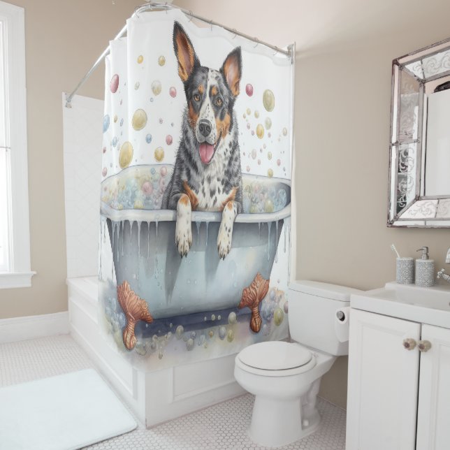 Australische Rinder in der Badewanne - Aquarell Ku Duschvorhang (Beispiel)