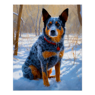 Australische Rinder Let It Snow Weihnachten Poster