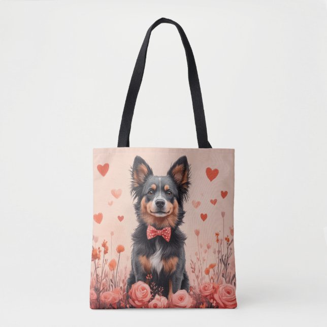 Australische Rinder mit Rose - Valentinstag Tasche (Vorderseite)