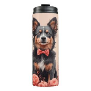 Australische Rinder mit Rose - Valentinstag Thermosbecher