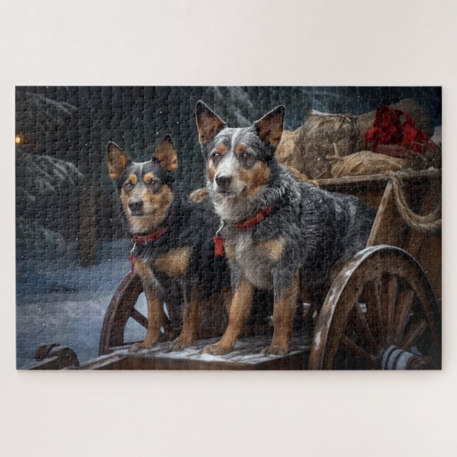 Australische Rinder Snowy Sleigh Weihnachtsdekor (Horizontal)