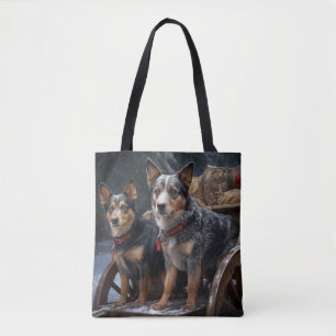 Australische Rinder Snowy Sleigh Weihnachtsdekor Tasche
