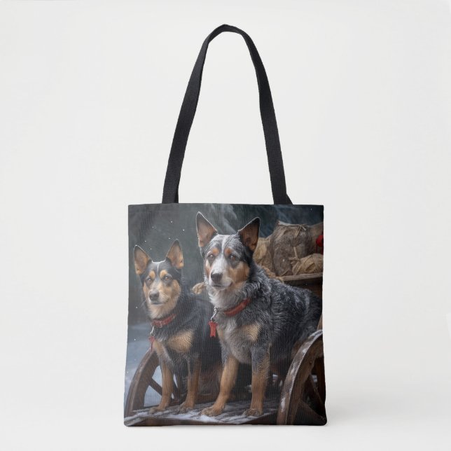 Australische Rinder Snowy Sleigh Weihnachtsdekor Tasche (Vorderseite)
