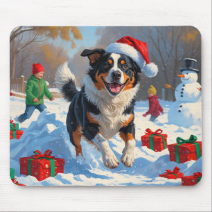Australische Rinder Weihnachts-Schneeszene Mousepad