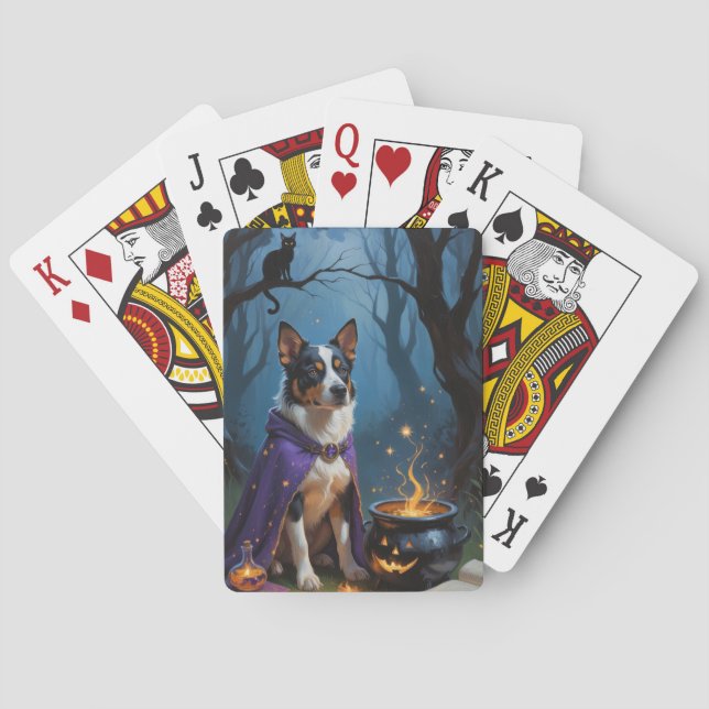 Australische Rinder-Whimsical Halloween-Malerei Spielkarten (Rückseite)