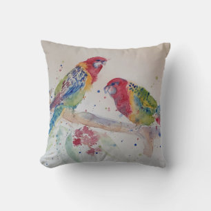 Australische Rosella Parrot Aquarellkunst Kissen
