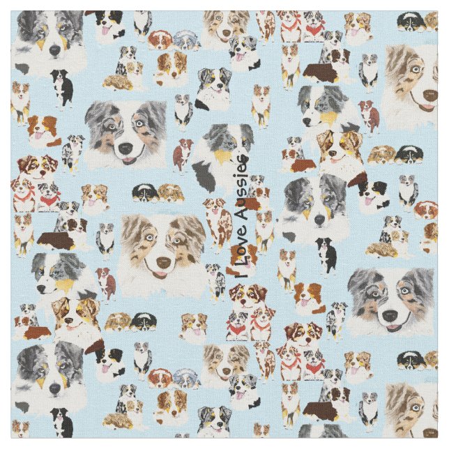 Australische Schäfer-Collage Cus. Baumwolle 56" Stoff (Nahaufnahme)