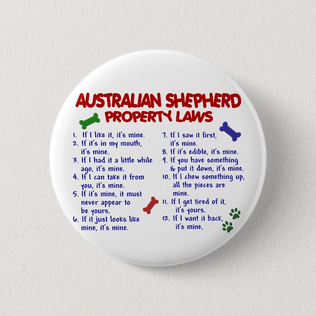 AUSTRALISCHE SCHÄFER Eigentums-Gesetze 2 Button (Vorderseite)
