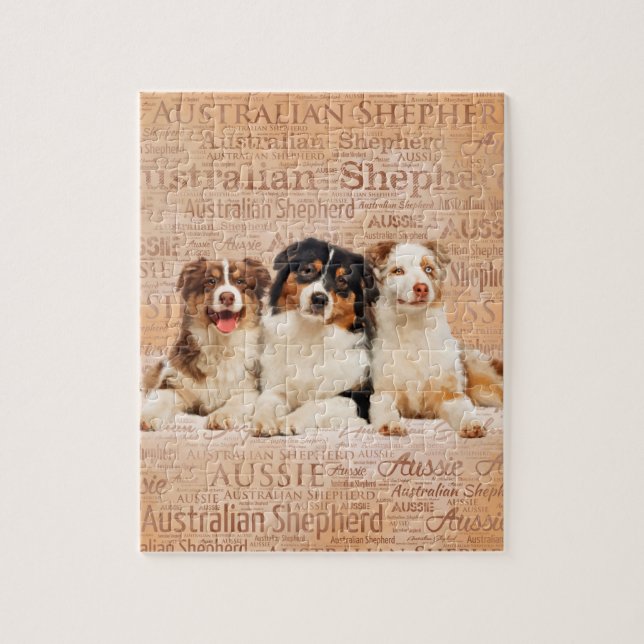 Australische Schäferhunde auf Wort-Wolke 1 (Vertikal)