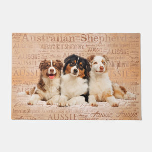 Australische Schäferhunde auf Wort-Wolke 1 Fußmatte