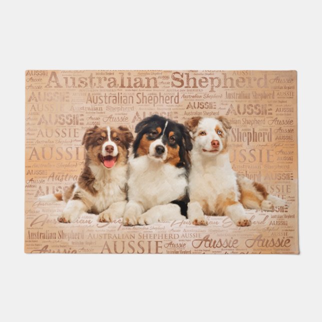 Australische Schäferhunde auf Wort-Wolke 1 Fußmatte (Vorderseite)