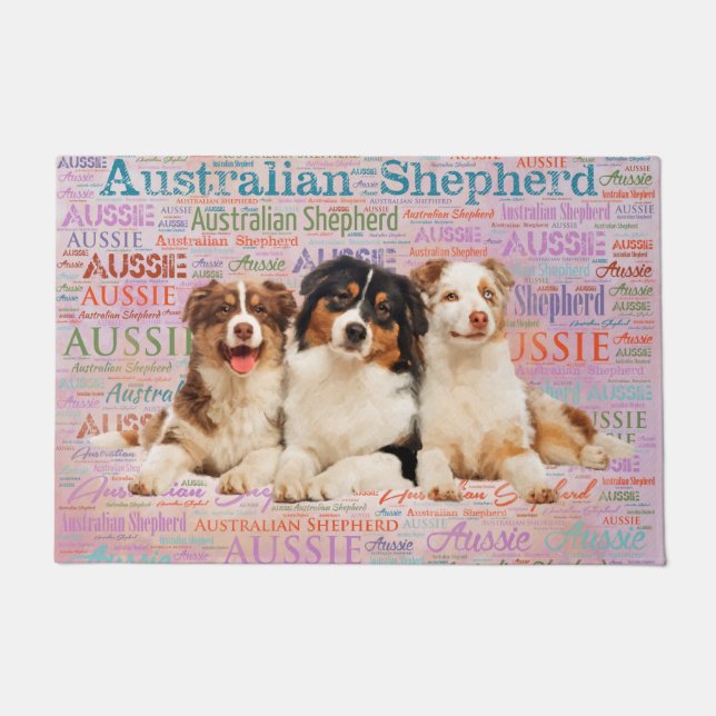 Australische Schäferhunde auf Wort-Wolke 2 Fußmatte (Vorderseite)