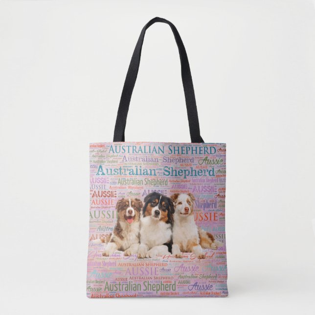 Australische Schäferhunde auf Wort-Wolke 2 Tasche (Vorderseite)
