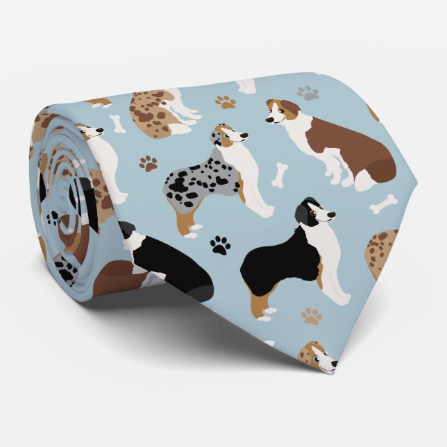 Australische Schäferknochen und Paws Blue Krawatte (Gerollt)
