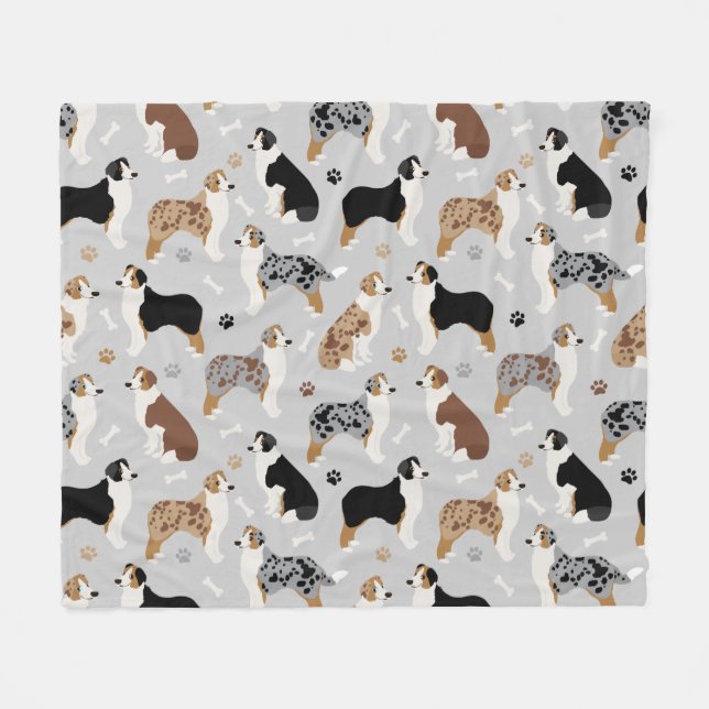 Australische Schäferknochen und -paws Fleece Blank (Vorderseite (Horizontal))