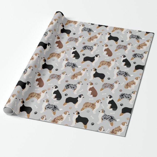 Australische Schäferknochen und -paws Geschenkpapier (Ungerollt)