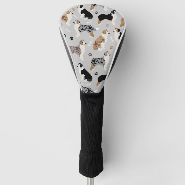 Australische Schäferknochen und -paws Golf Headcover (Vorderseite)