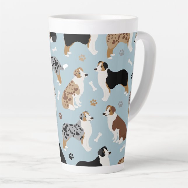 Australische Schäferknochen und -paws Latte-Tasse Milchtasse (Rechte Ecke)