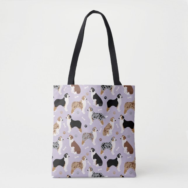 Australische Schäferknochen und -paws Lila Tasche (Vorderseite)