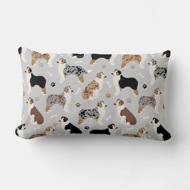 Australische Schäferknochen und Paws Lumbar Pillow Lendenkissen (Vorderseite)