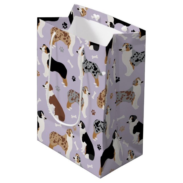 Australische Schäferknochen und -paws Mittlere Geschenktüte (Vorderseite Schrägansicht)