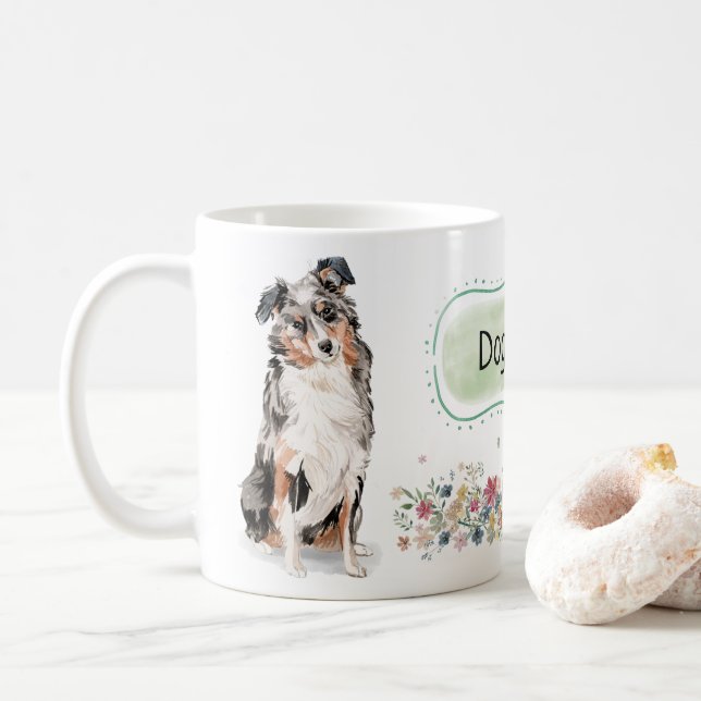 Australische Schäferwatercolor-Tasse Kaffeetasse (Mit Donut)