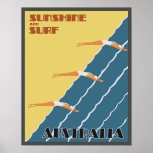 Australische Schwimmerinnen Vintage-Reiseposter Poster
