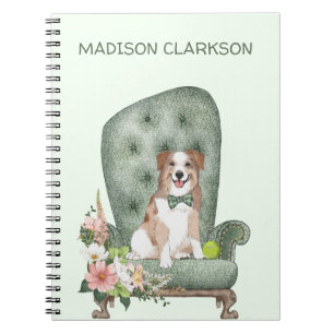 Australische Shepherd auf Stuhl-Notebook Notizblock