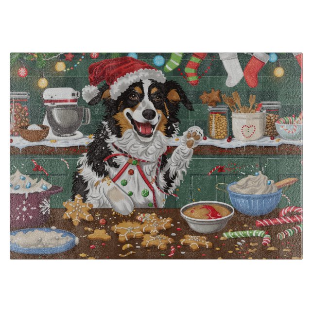 Australische Shepherd Holiday Backend Weihnachten Schneidebrett (Vorderseite)