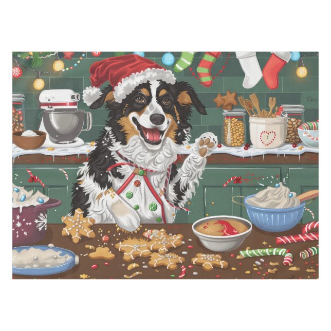Australische Shepherd Holiday Backend Weihnachten Tischdecke (Vorderseite (Horizontal))