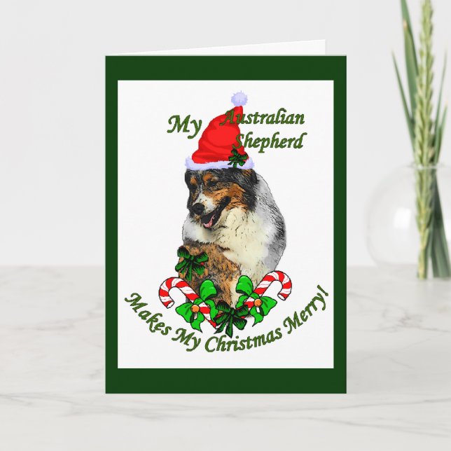 Australische Shepherd Weihnachtsgeschenke Feiertagskarte (Vorderseite)