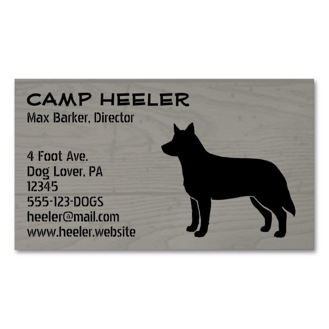 Australische Silhouette für Rinder Hunde Blue Heel Magnetische Visitenkarte (Vorderseite)