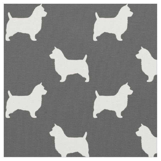Australische Terrier Dog Breed Silhouetten Gemuste Stoff (Nahaufnahme)