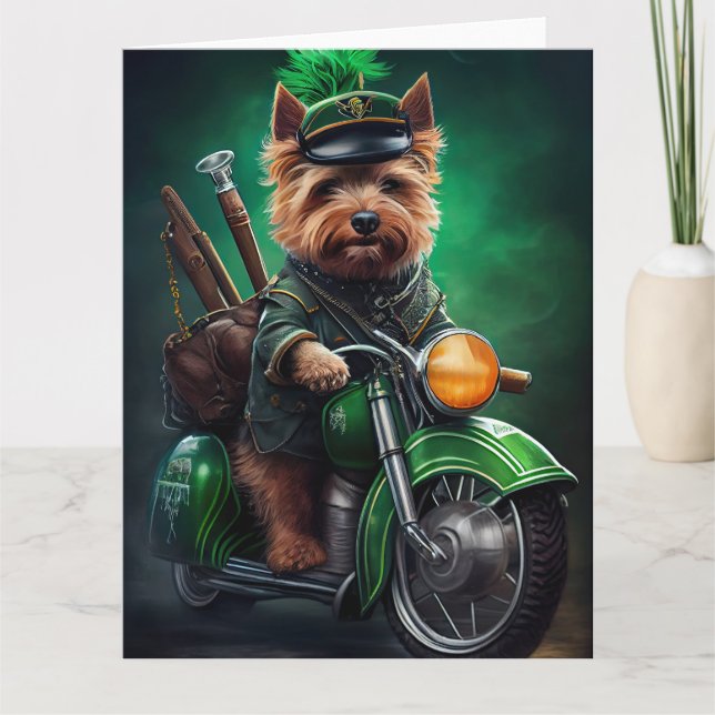 Australische Terrier Fahrrad St. Patrick's Day Karte (Vorderseite)