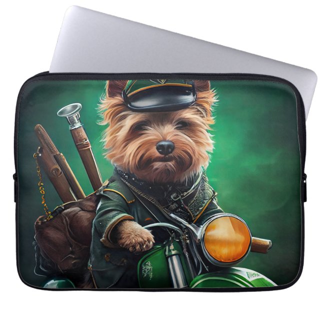 Australische Terrier Fahrrad St. Patrick's Day Laptopschutzhülle (Vorderseite)