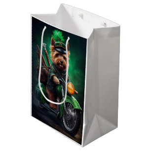 Australische Terrier Fahrrad St. Patrick's Day Mittlere Geschenktüte