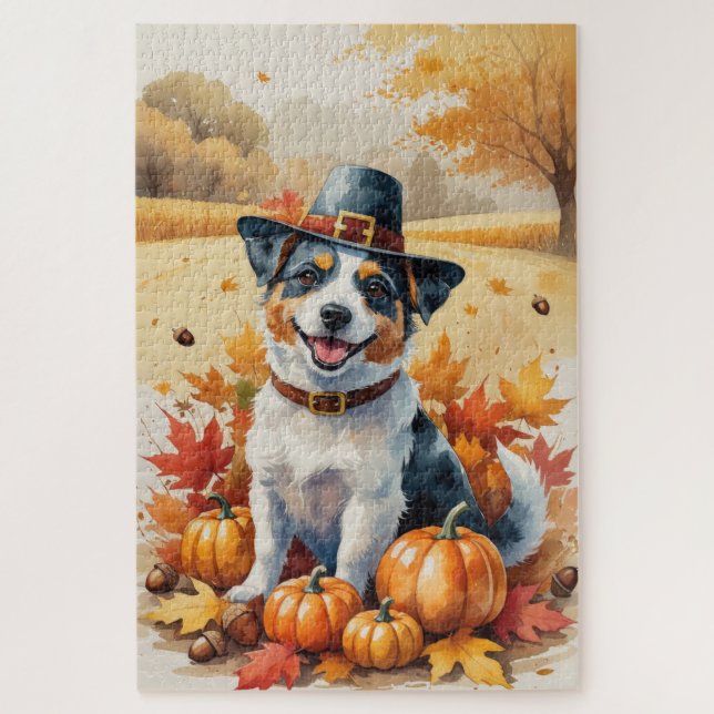 Australische Terrier Herbstleaves Erntedank Art (Vertikal)