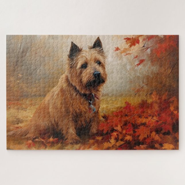 Australische Terrier im Herbst Leaves Fall Inspiri (Horizontal)