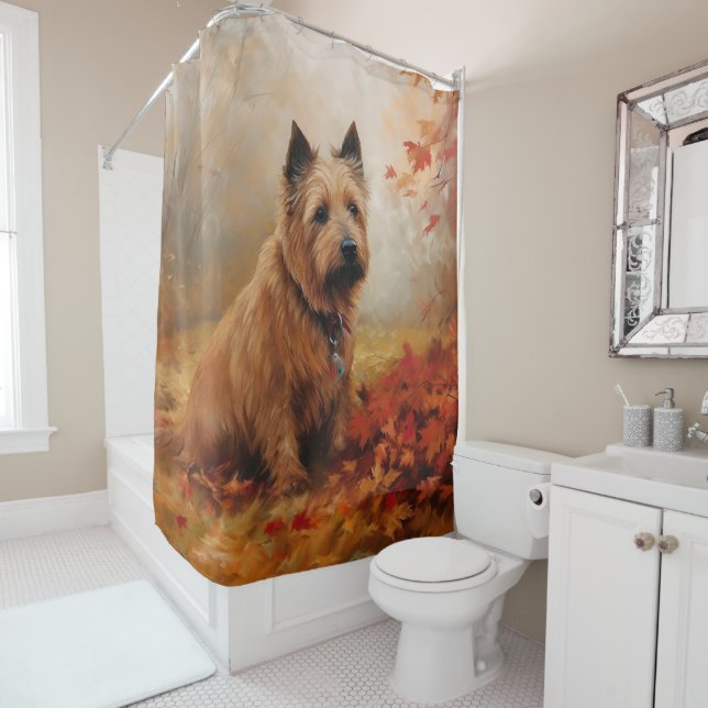 Australische Terrier im Herbst Leaves Fall Inspiri Duschvorhang (Beispiel)