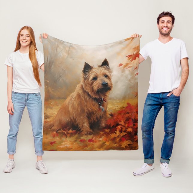 Australische Terrier im Herbst Leaves Fall Inspiri Fleecedecke (Beispiel)