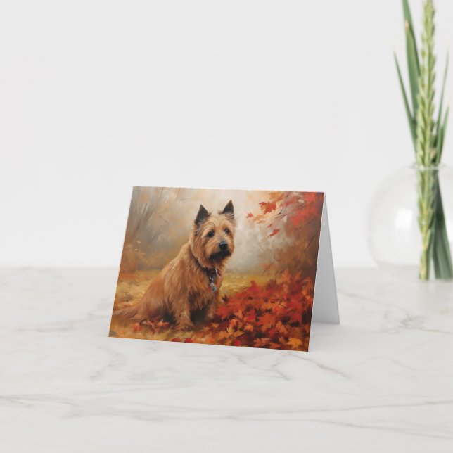 Australische Terrier im Herbst Leaves Fall Inspiri Karte (Vorderseite)