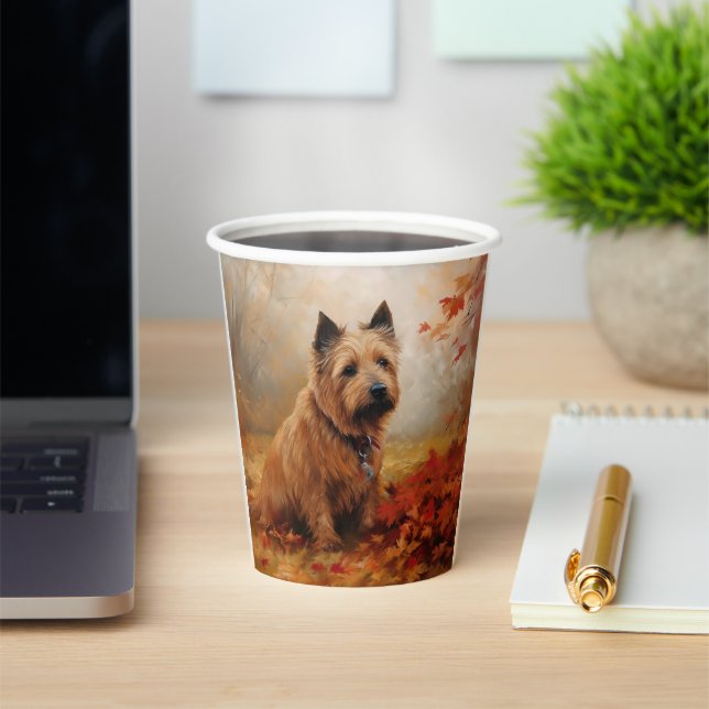 Australische Terrier im Herbst Leaves Fall Inspiri Pappbecher (InSitu)