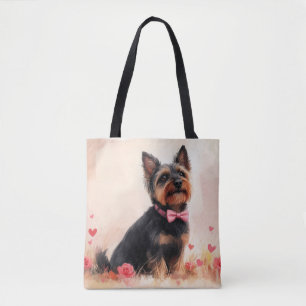 Australische Terrier mit Rose - Valentinstag Tasche
