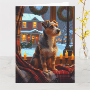 Australische Terrier mit Weihnachtsbeleuchtung Url Karte