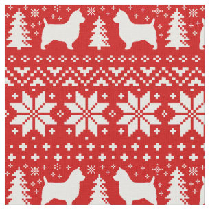 Australische Terrier Silhouetten Weihnachtsfeierta Stoff