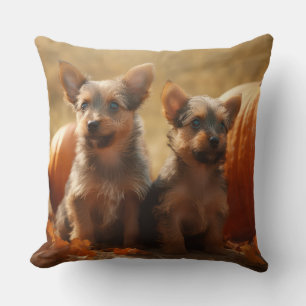 Australische Terrier Welpe Autumn Delight Pumpkin Kissen